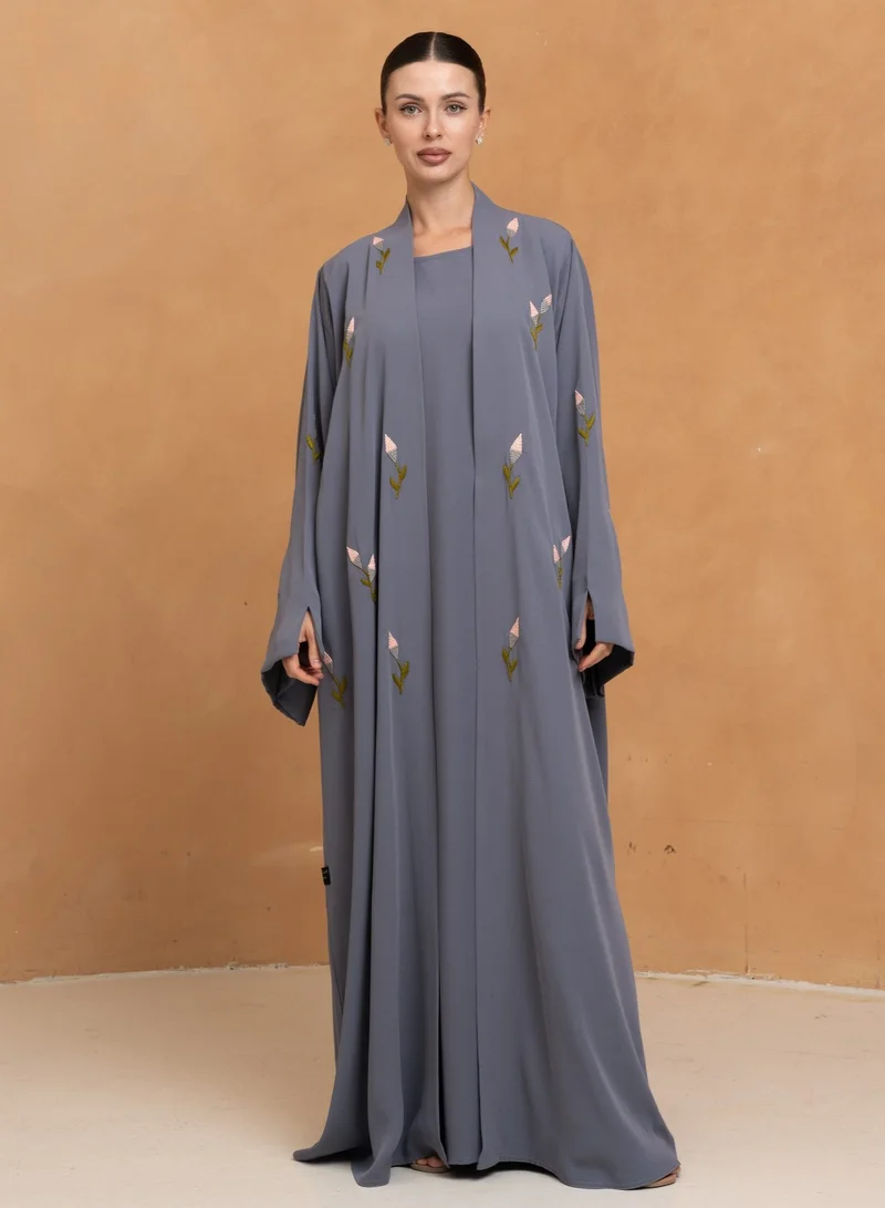 Meem by Mariyah Front open abaya with sheila